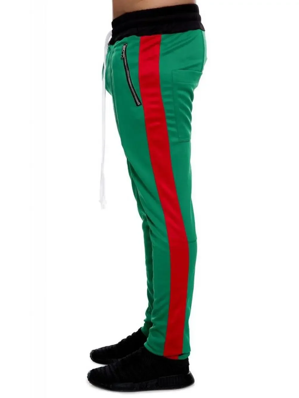 Lifted Anchors Men's The Jenner Track Pants in Italia Luxe Green Red- Sz MEDIUM